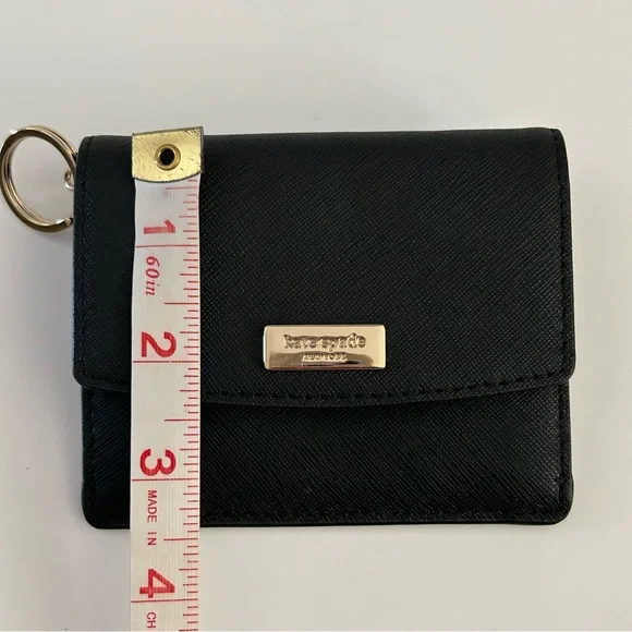 Kate Spade Black Small Card Holder Leather Wallet with Gold Accent - Picture 5 of 10